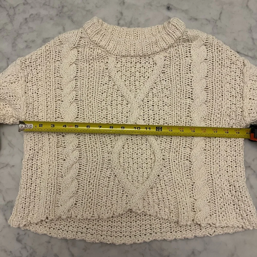 Free People Cutting Edge Cable Pullover in Ivory Size Small - Picture 15 of 16